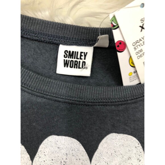 NWT Spooky Smiley World Cropped, Fleece lined Sweatshirt, Melting Smiley SZ XXL - Picture 3 of 8